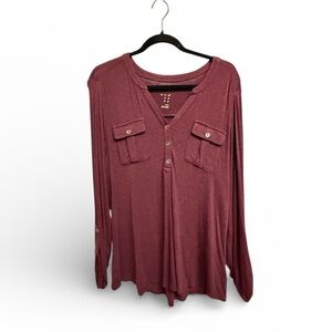 Women’s Burgundy Long Sleeve Top